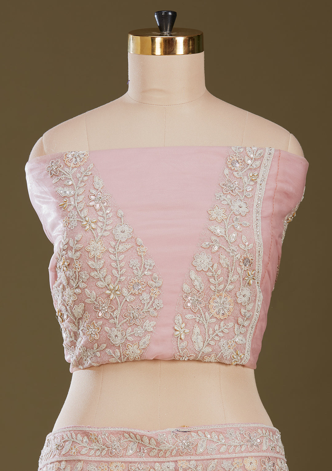 Pink Sequins Net Readymade Lehenga