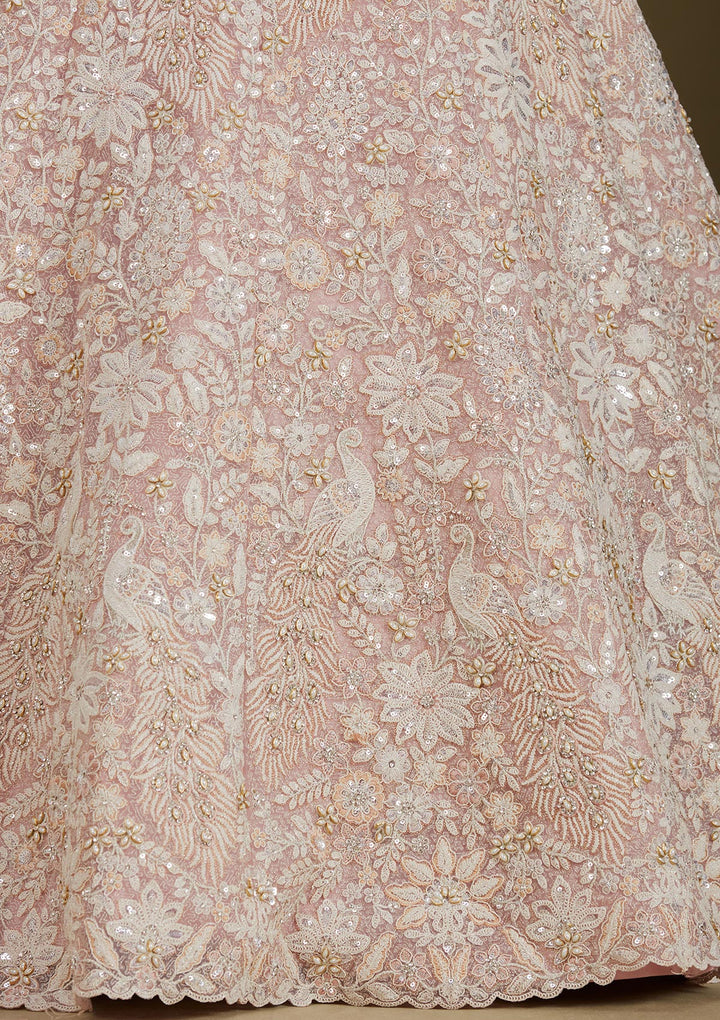 Pink Sequins Net Readymade Lehenga