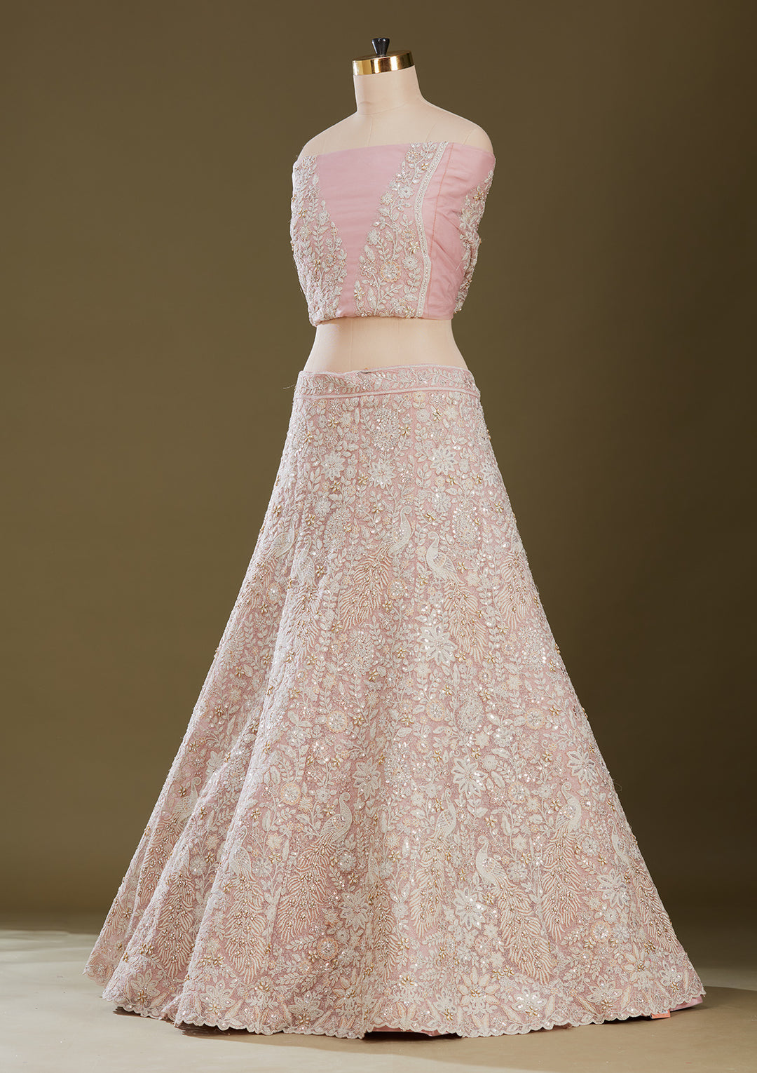 Pink Sequins Net Readymade Lehenga