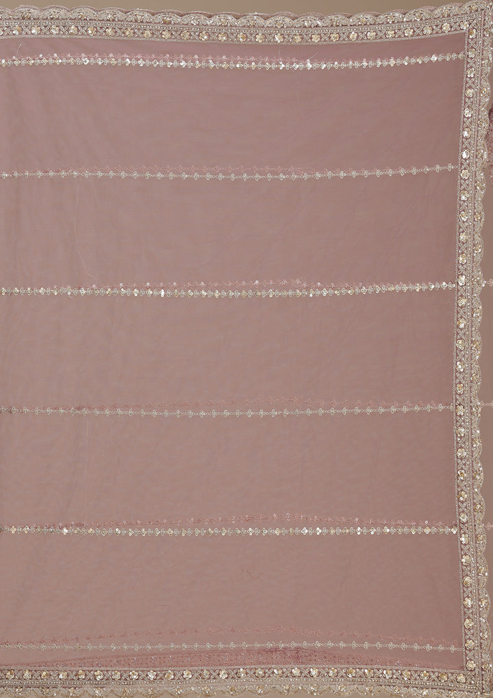 Onion Pink Sequins Net Readymade Lehenga