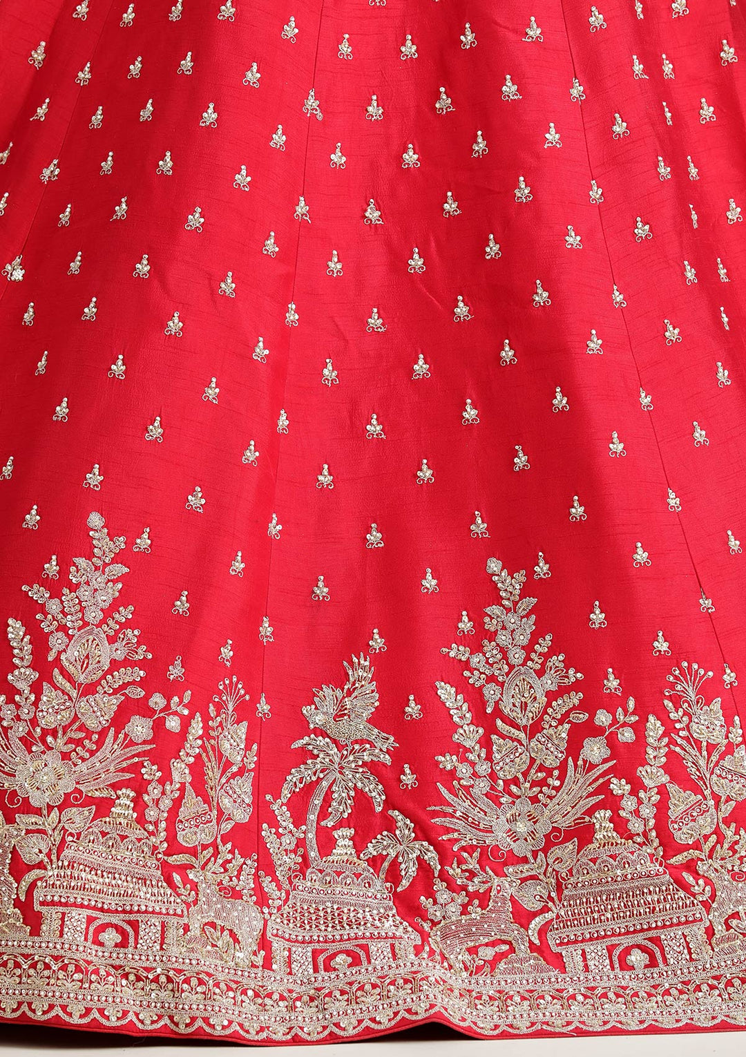 Red Zardozi (Gold) Raw Silk Readymade Lehenga