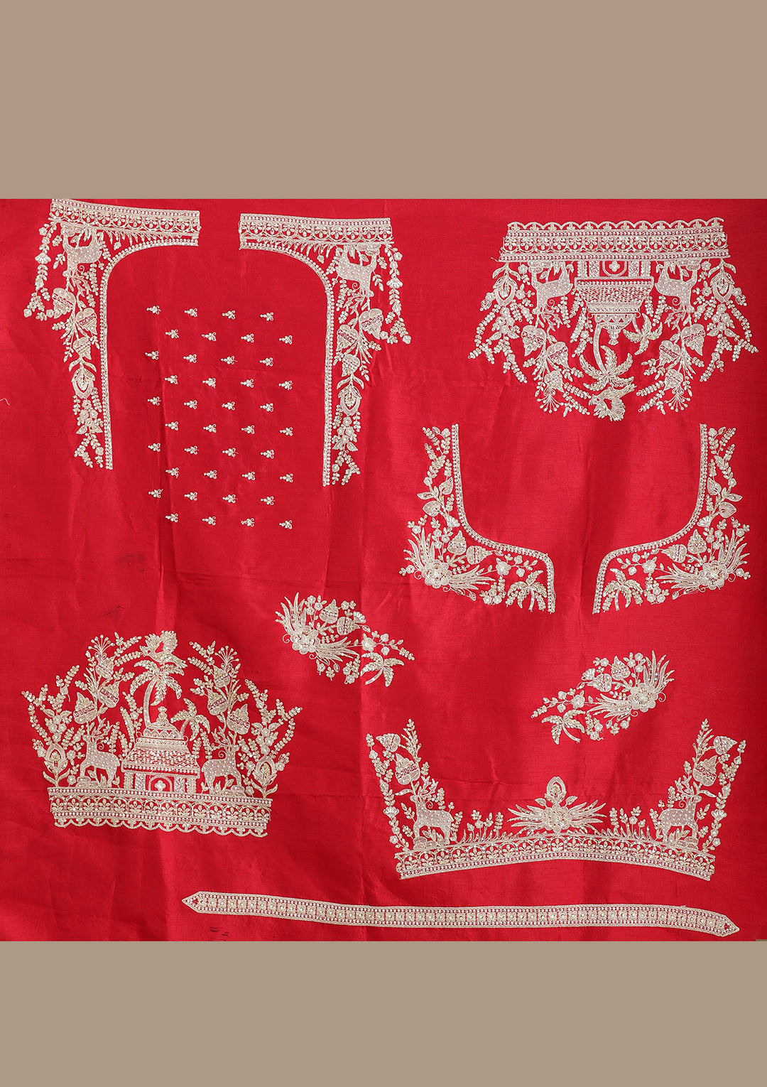 Red Zardozi (Gold) Raw Silk Readymade Lehenga