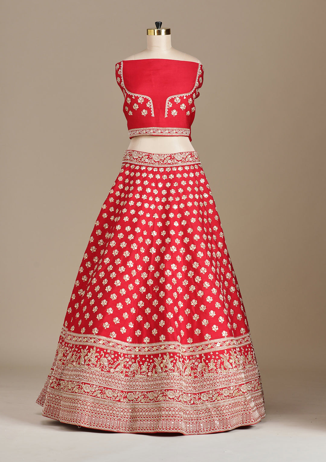 Maroon Zardozi (Gold) Raw Silk Readymade Lehenga