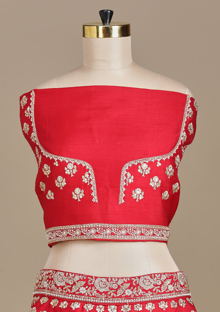 Maroon Zardozi (Gold) Raw Silk Readymade Lehenga