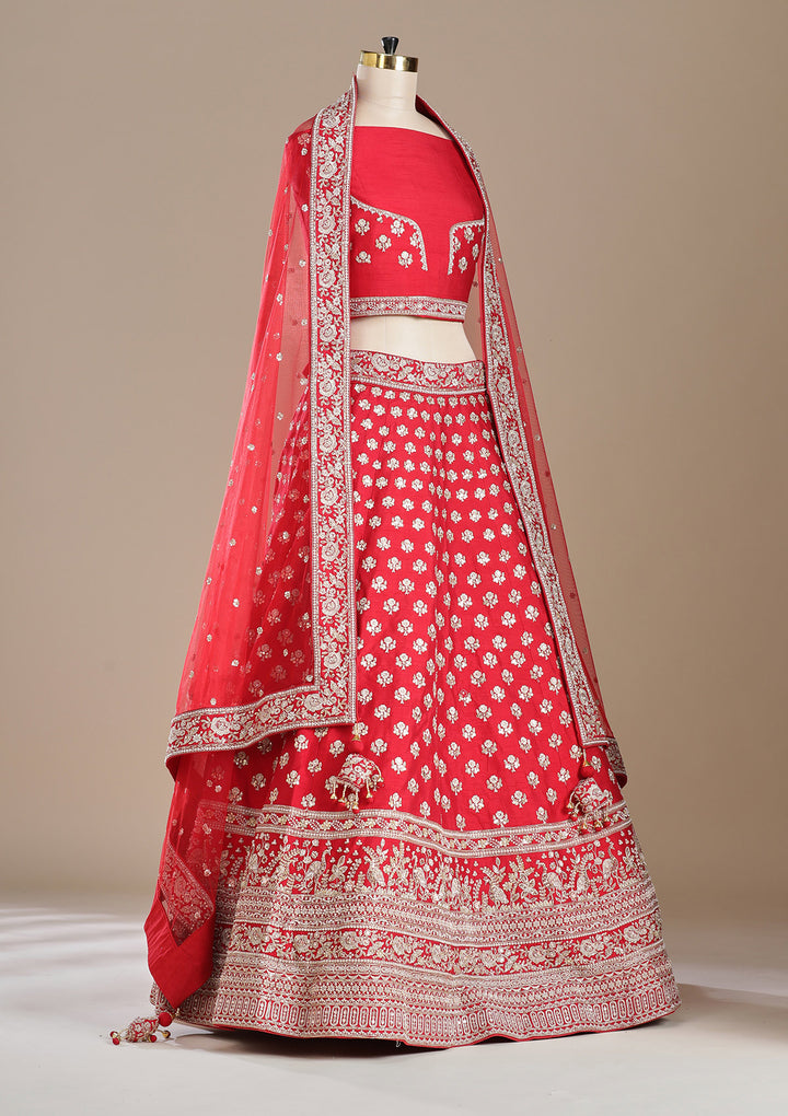 Maroon Zardozi (Gold) Raw Silk Readymade Lehenga