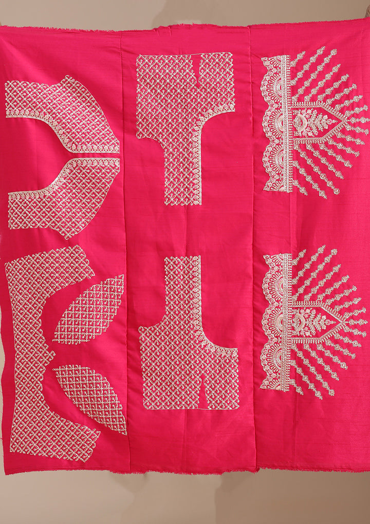 Rani Pink Cording Raw Silk Semi-Stitched Lehenga