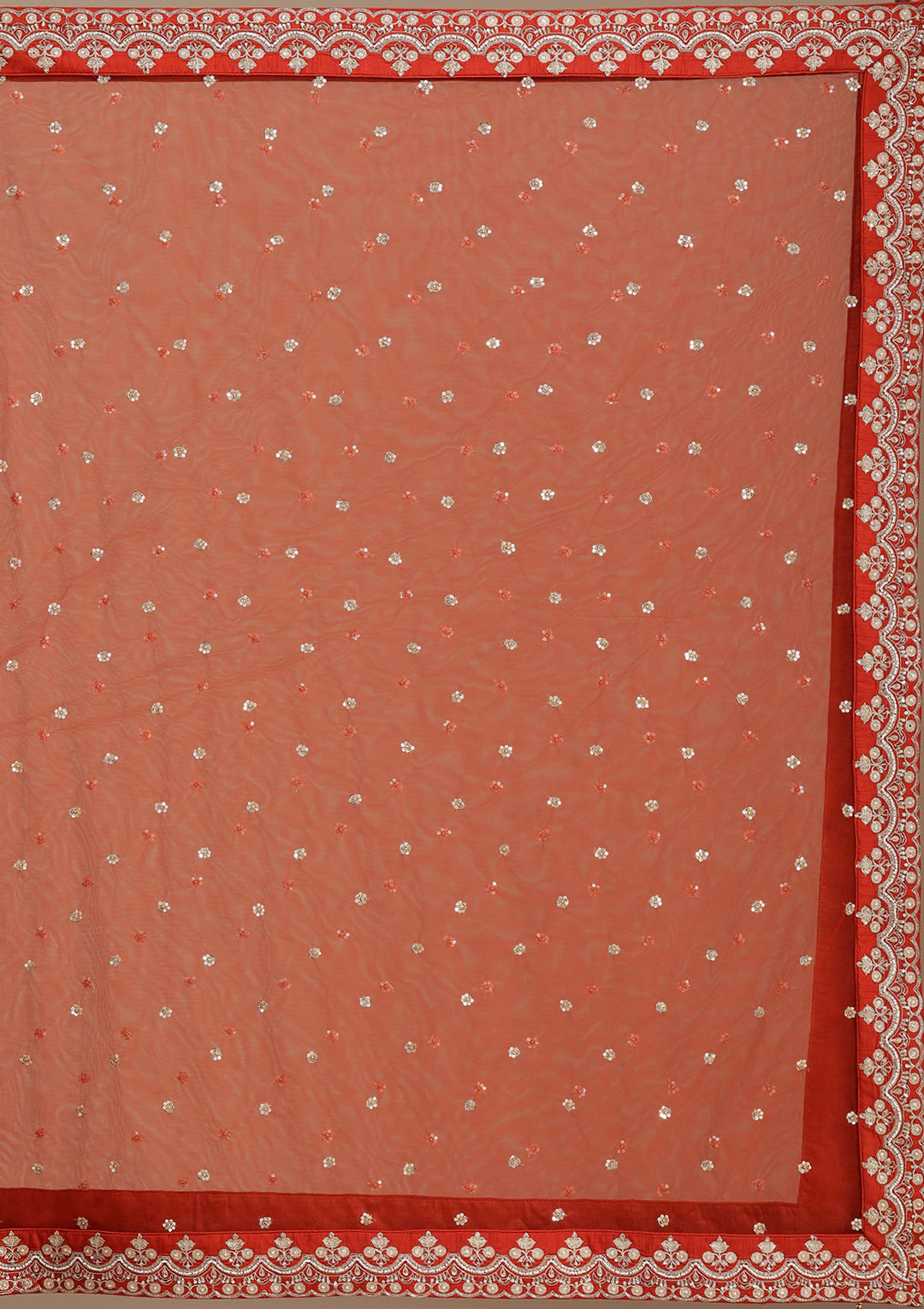 Rust Zardozi (Gold) Raw Silk Semi-Stitched Lehenga