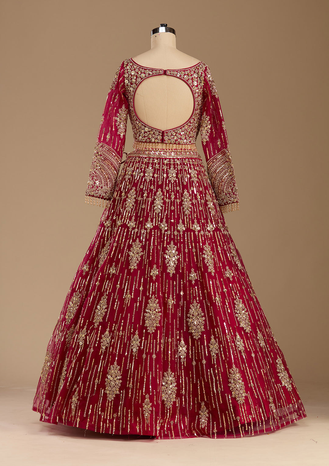 Rani Pink Sequins Net Readymade Lehenga