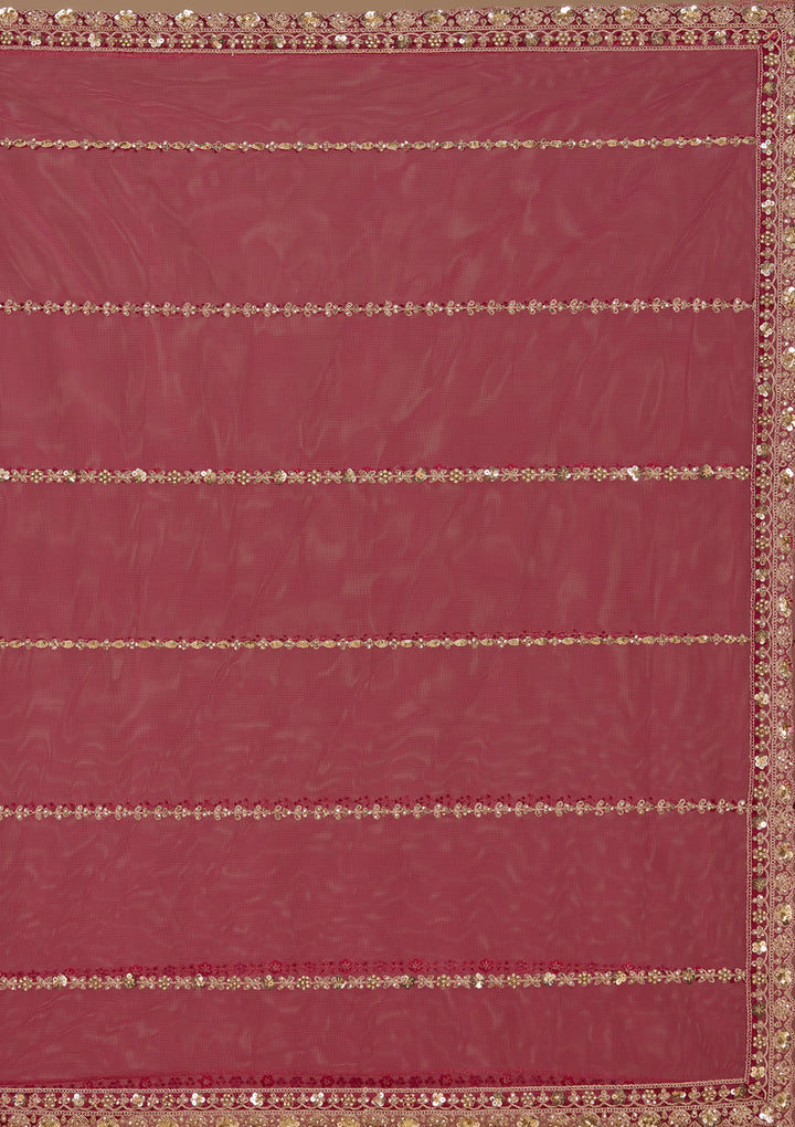 Rani Pink Sequins Net Readymade Lehenga