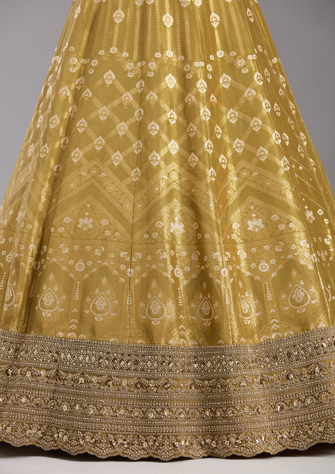 Mehendi Cording Banarasi Readymade Lehenga