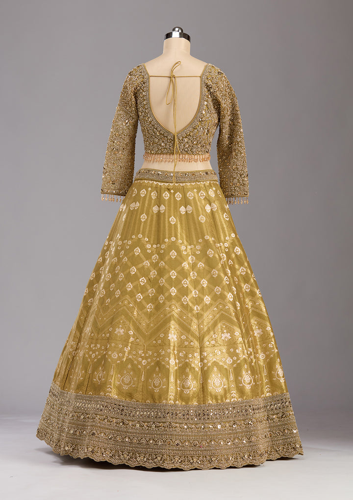 Mehendi Cording Banarasi Readymade Lehenga