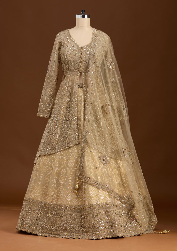 Gold Sequins Net Readymade Lehenga