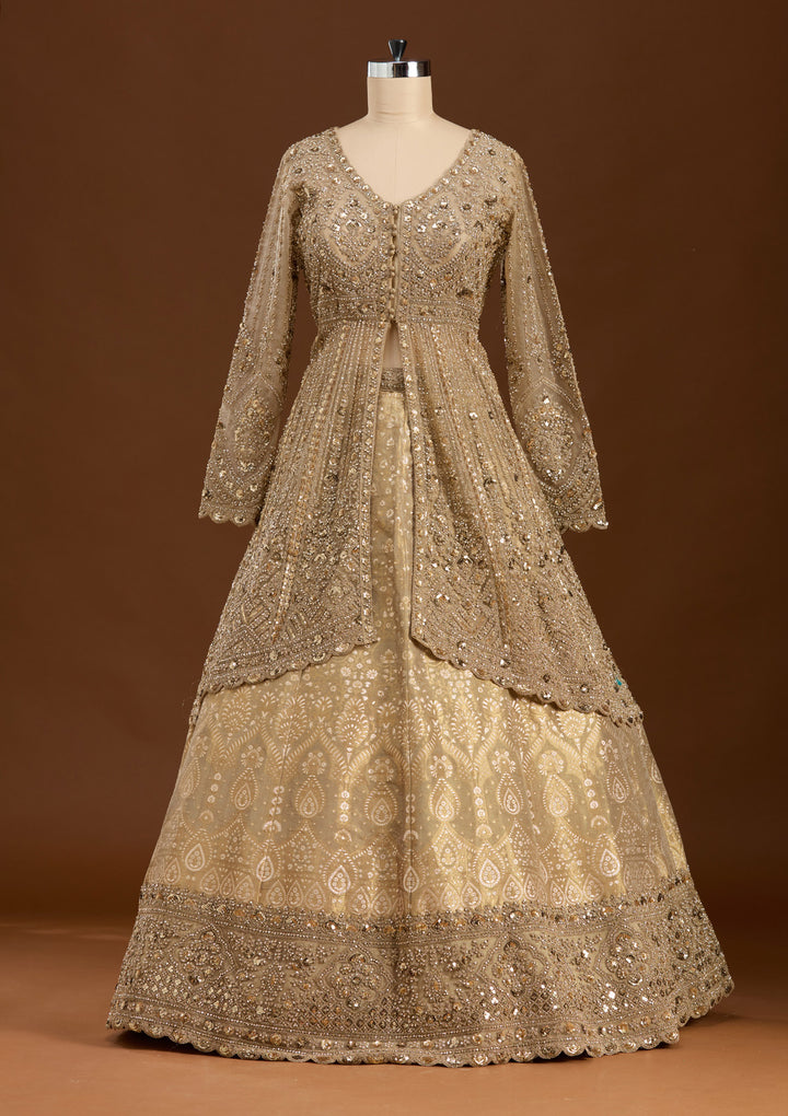 Gold Sequins Net Readymade Lehenga