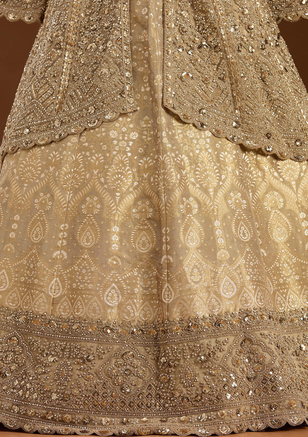 Gold Sequins Net Readymade Lehenga