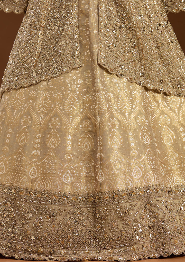 Gold Sequins Net Readymade Lehenga