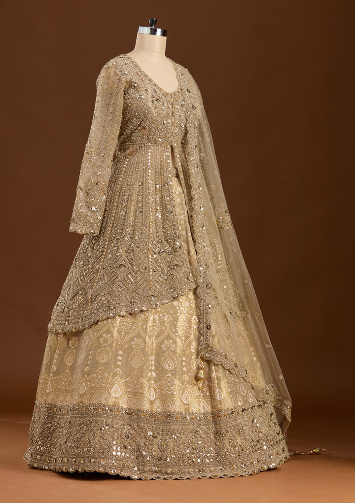 Gold Sequins Net Readymade Lehenga