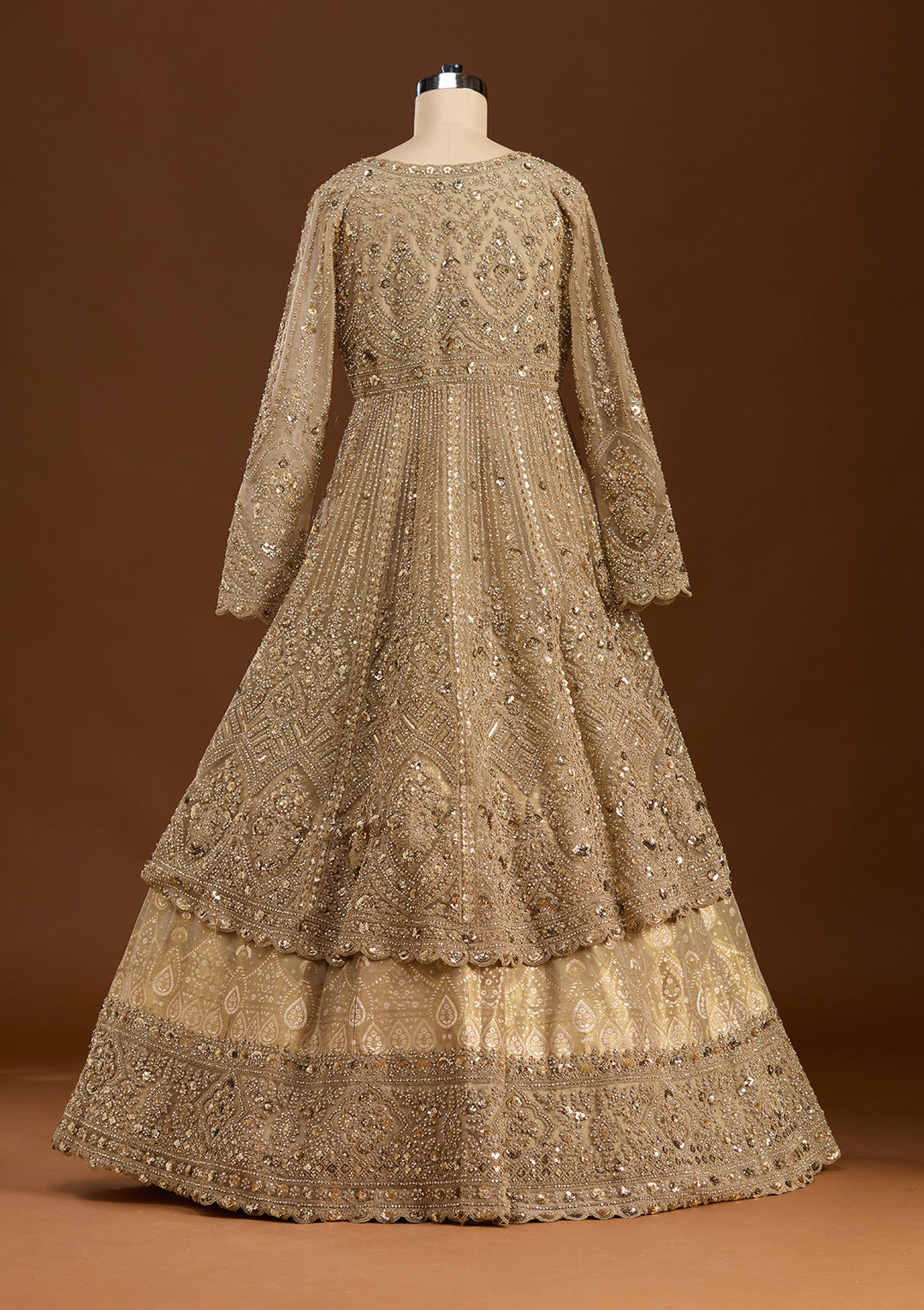 Gold Sequins Net Readymade Lehenga