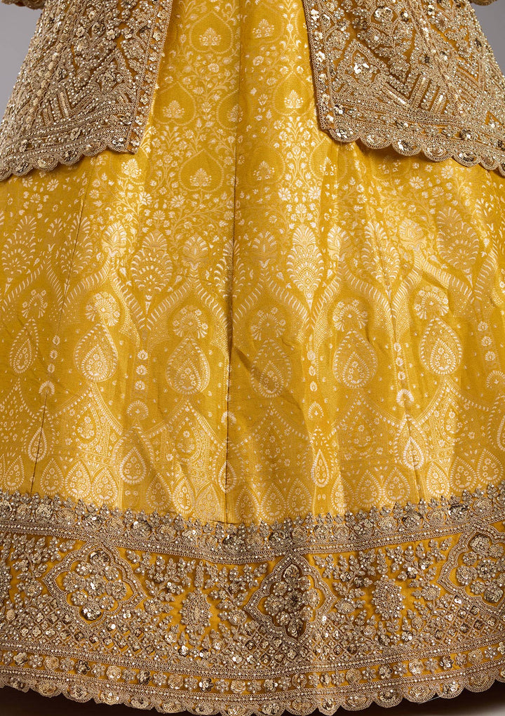 Mustard Sequins Net Readymade Lehenga