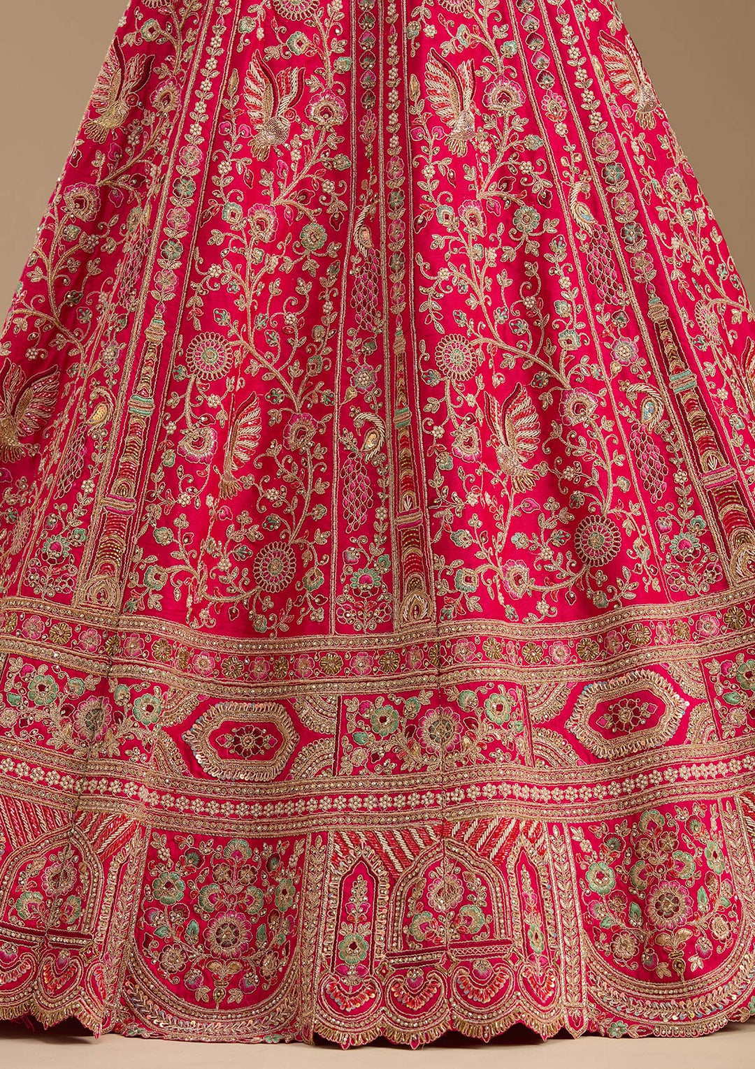 Rani Pink Cording Raw Silk Readymade Lehenga