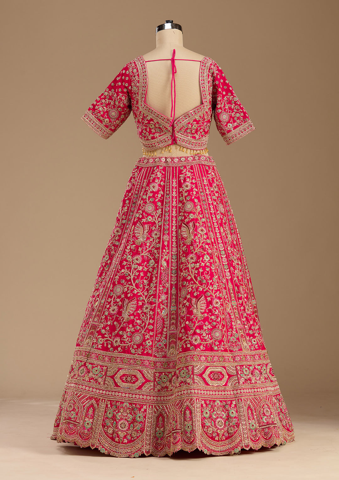 Rani Pink Cording Raw Silk Readymade Lehenga