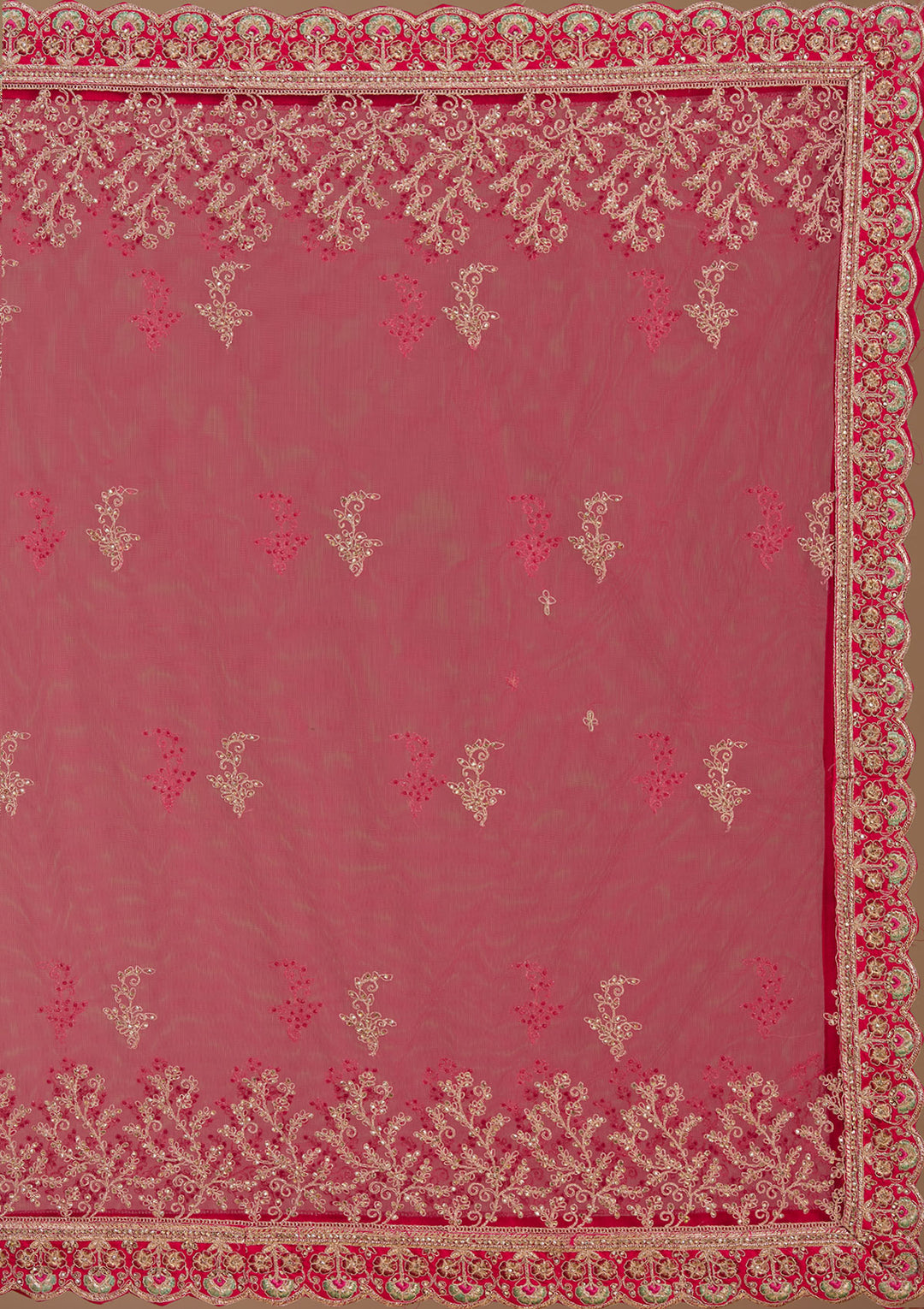 Rani Pink Cording Raw Silk Readymade Lehenga