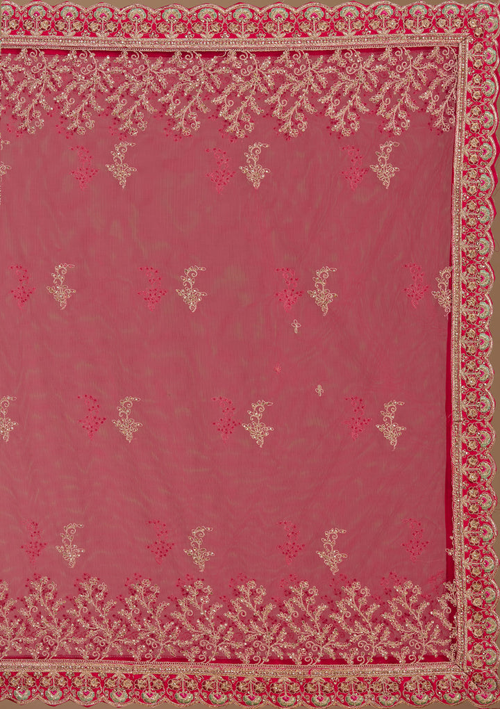 Rani Pink Cording Raw Silk Readymade Lehenga