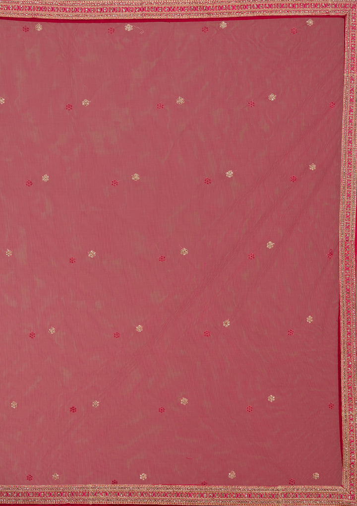 Rani Pink Cording Raw Silk Readymade Lehenga