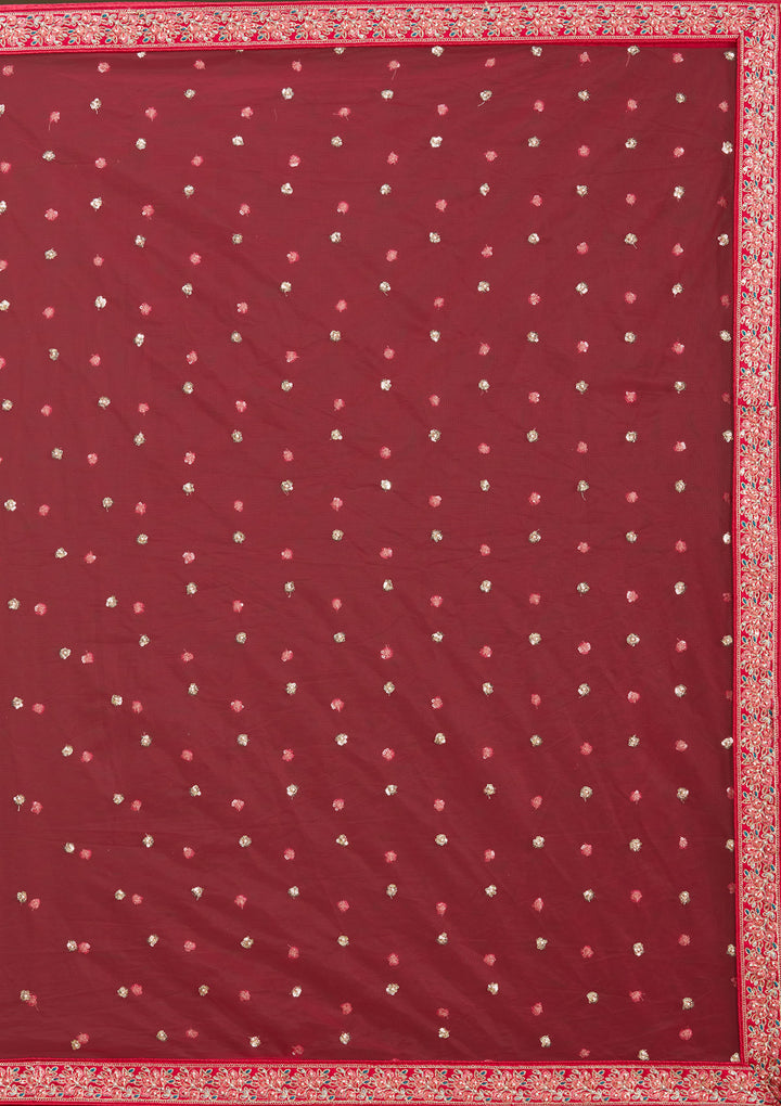 Rani Pink Cording Raw Silk Readymade Lehenga