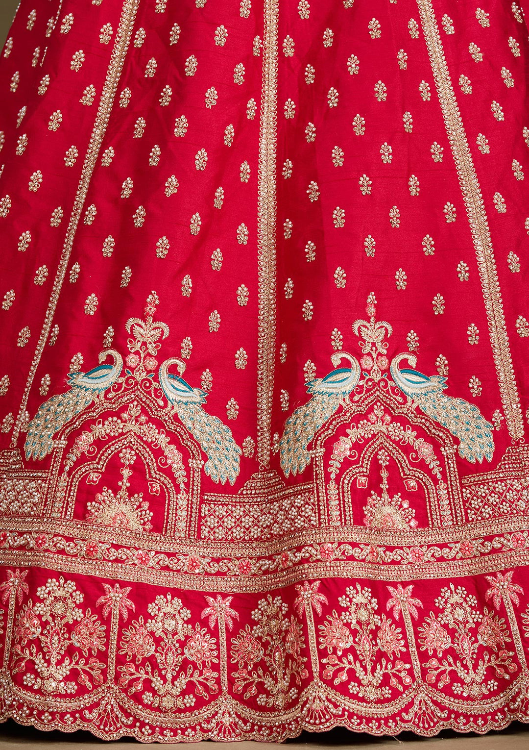 Rani Pink Cording Raw Silk Readymade Lehenga