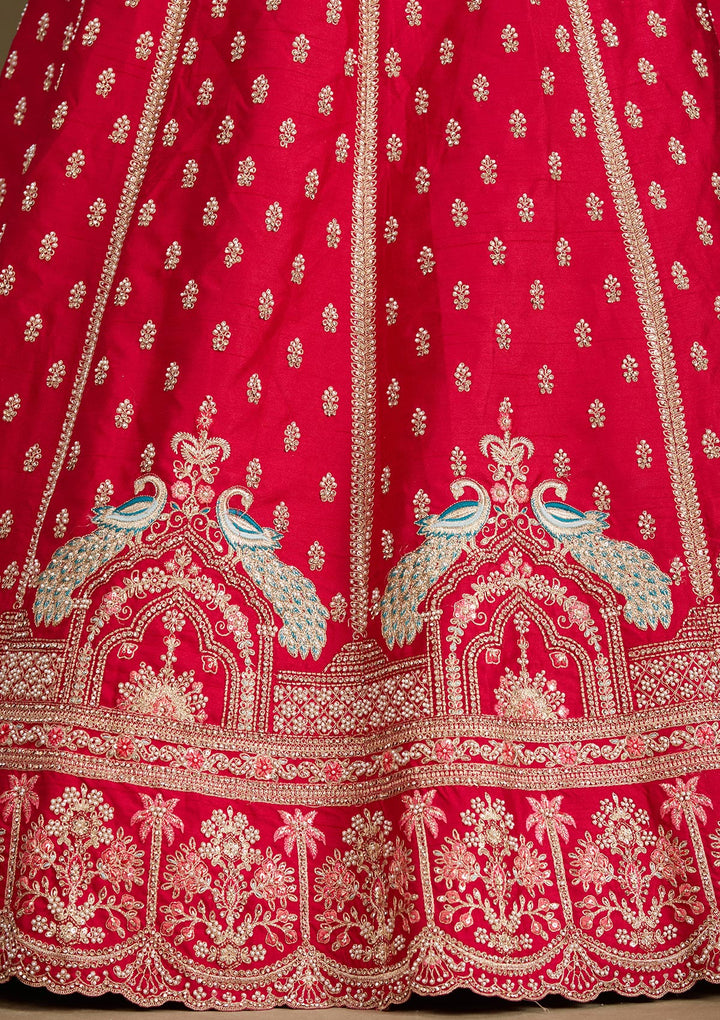 Rani Pink Cording Raw Silk Readymade Lehenga