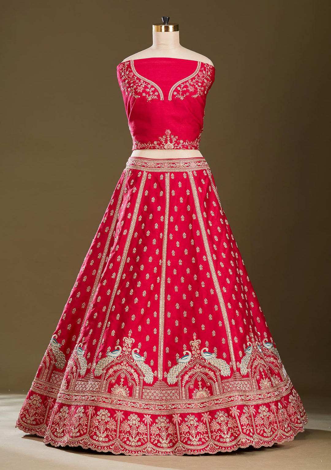 Rani Pink Cording Raw Silk Readymade Lehenga