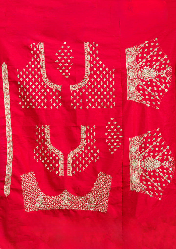 Red Cutdana Raw Silk Readymade Lehenga