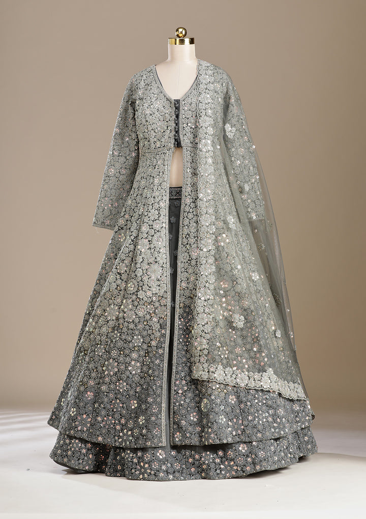 Mehendi Cording Net Readymade Lehenga