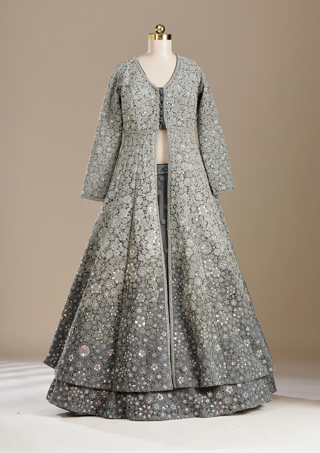 Mehendi Cording Net Readymade Lehenga