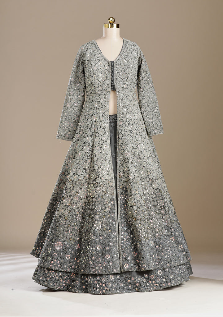 Mehendi Cording Net Readymade Lehenga