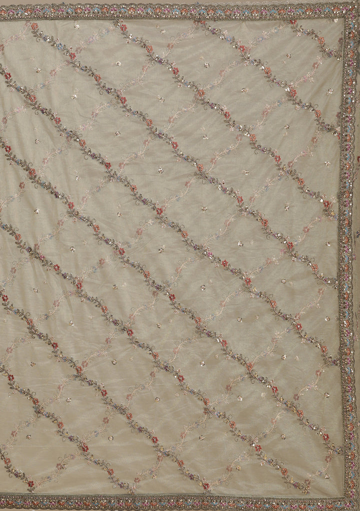 Mehendi Zariwork (Antique) Net Readymade Lehenga