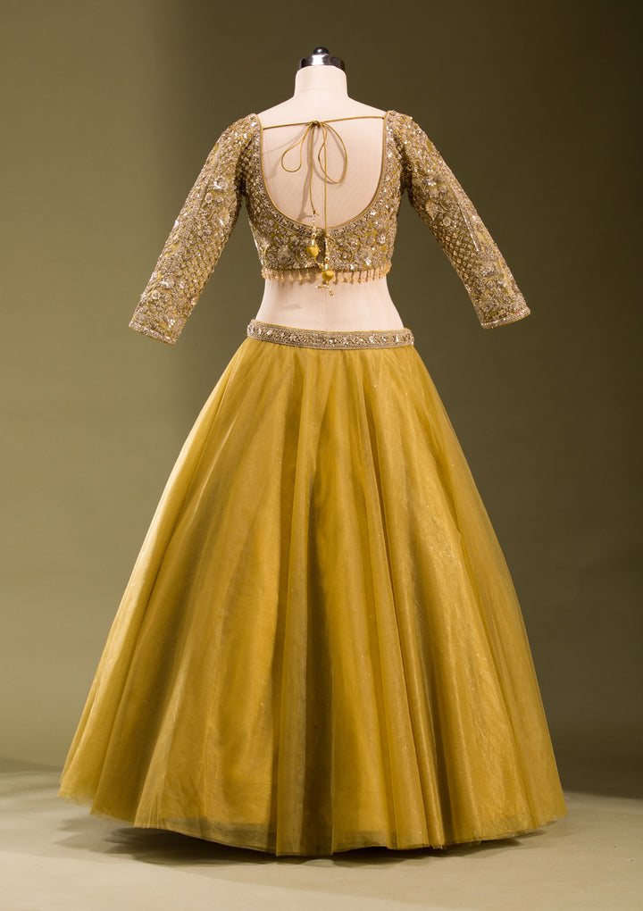 Mehendi Sequins Net Readymade Lehenga