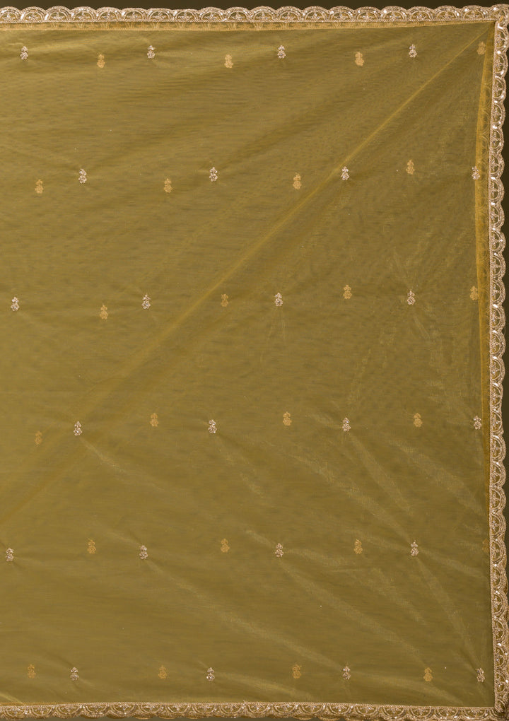 Mehendi Sequins Net Readymade Lehenga
