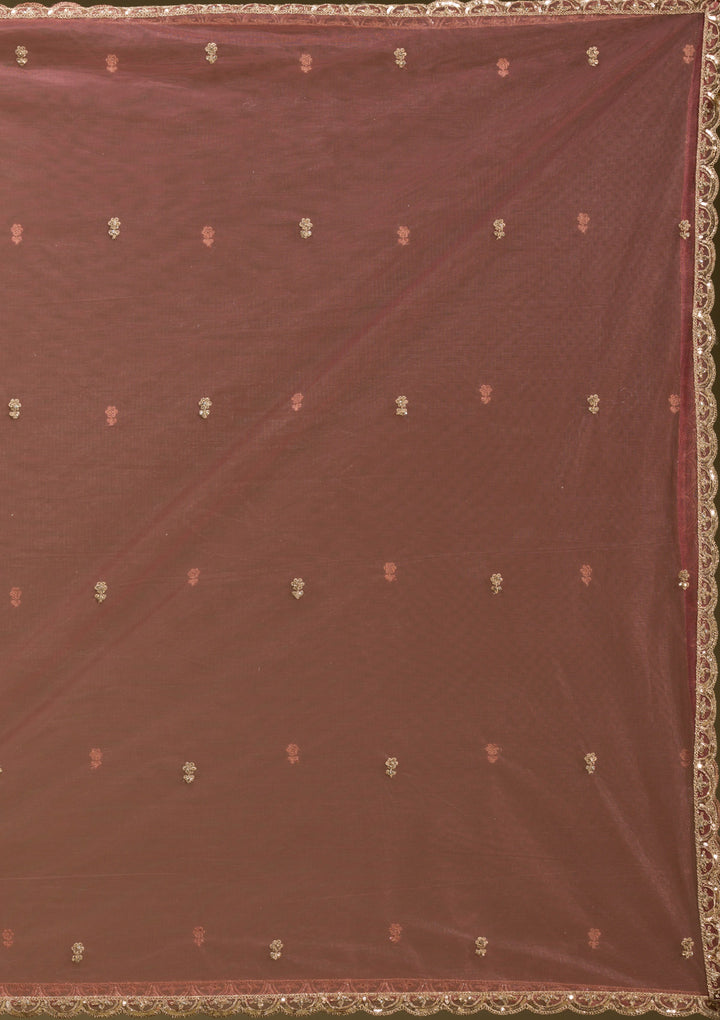 Onion Pink Sequins Net Readymade Lehenga