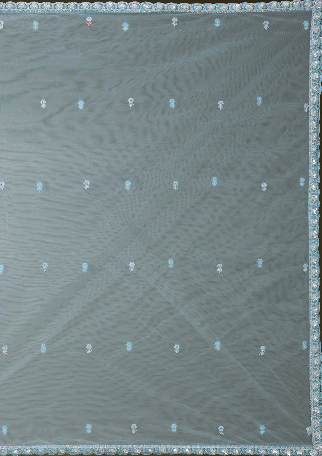 Sky Blue Silver Zariwork Net Readymade Lehenga