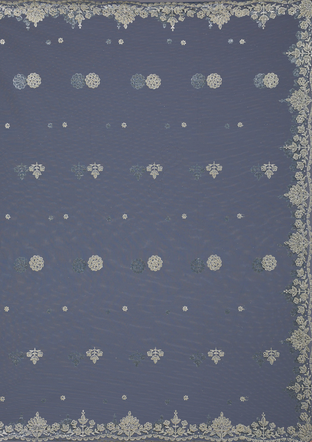 Peacock Blue Threadwork Net Readymade Lehenga