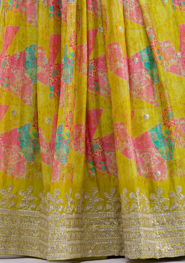 Parrot Green Sequins Georgette Readymade Lehenga
