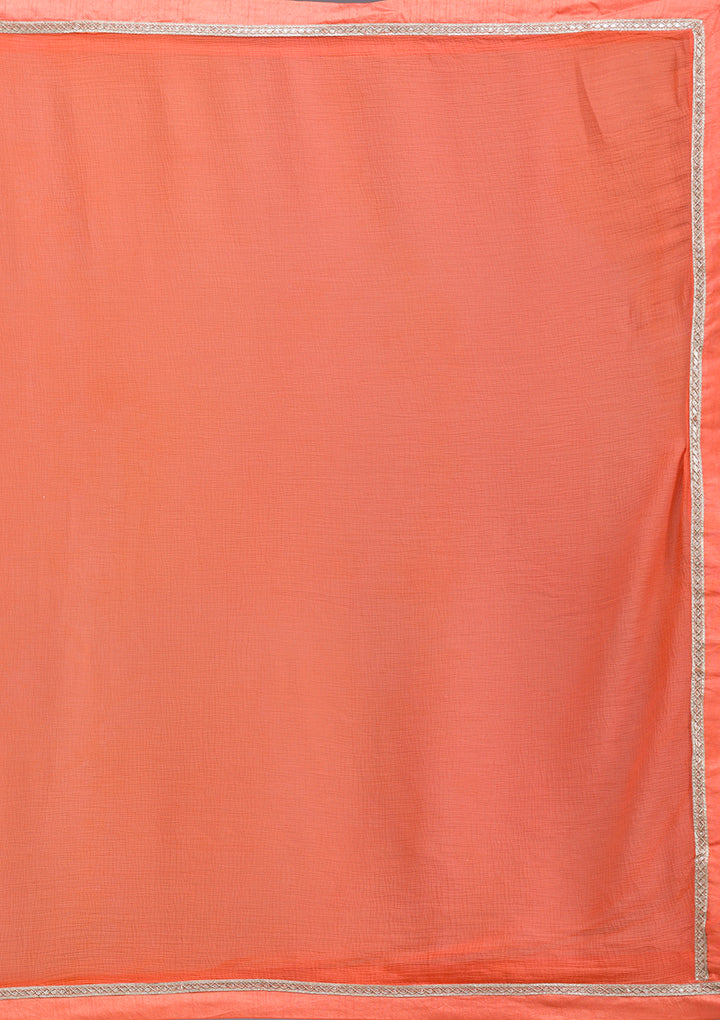 Peach Sequins Georgette Readymade Lehenga