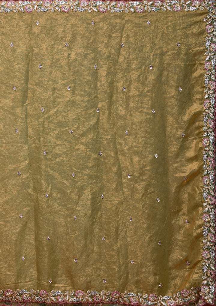 Cream Cording Tissue Readymade Lehenga