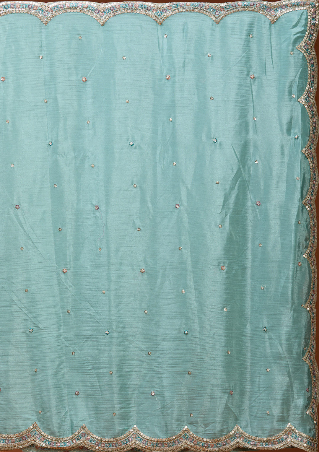 Lavender Threadwork Semi Crepe Readymade Lehenga