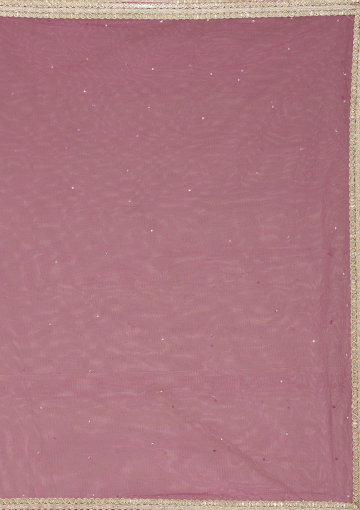 Purple Mirrorwork Soft Raw Silk Readymade Lehenga
