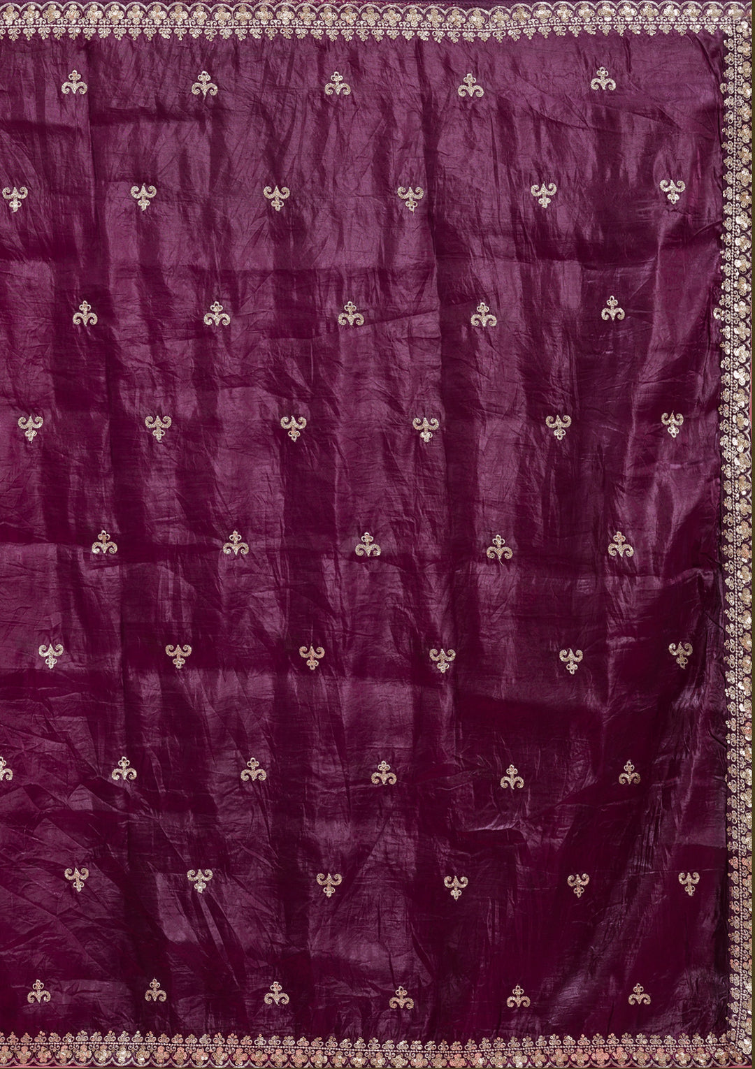 Wine Sequins Tissue Readymade Lehenga