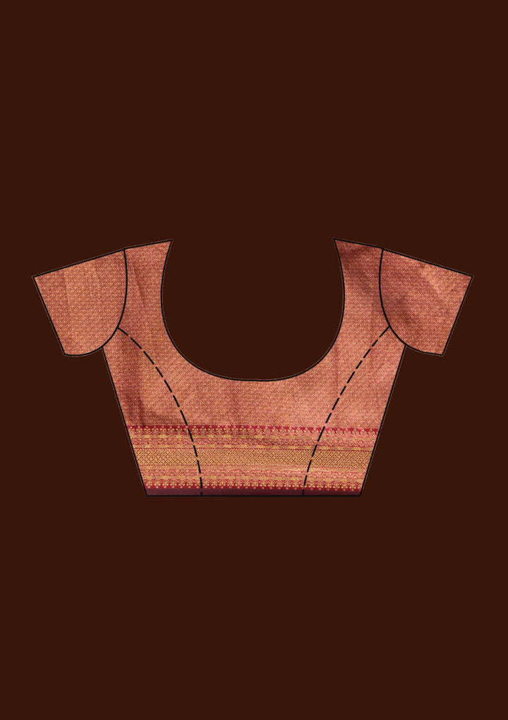 Beige  Banarasi Semi-stitched Lehenga