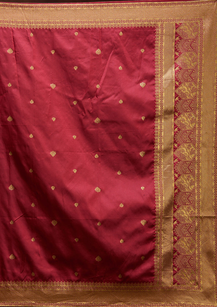 Beige  Banarasi Semi-stitched Lehenga