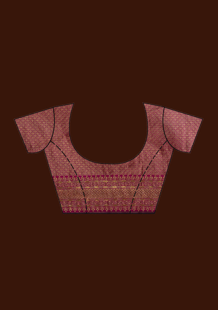 Pink  Banarasi Semi-Stitched Lehenga